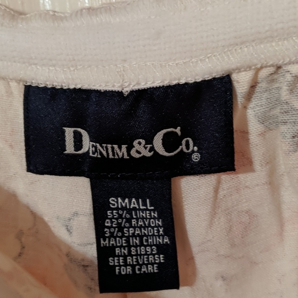 Linen Ankle Pants Demin & Co Small Linen Floral - Picture 6 of 7